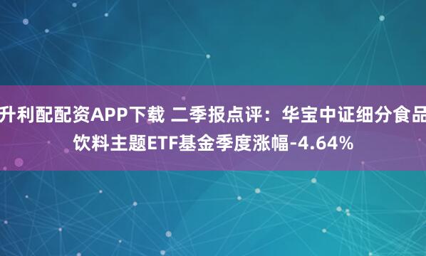 升利配配资APP下载 二季报点评：华宝中证细分食品饮料主题ETF基金季度涨幅-4.64%